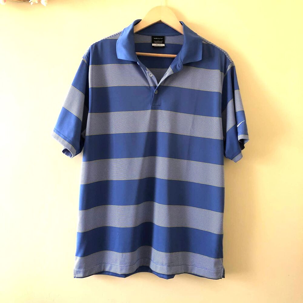 Nike Mens Golf Polo Shirt Blue Stripe Size L